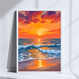 Goldene Stunde Sonnenuntergang Ozean Strand Malere Poster