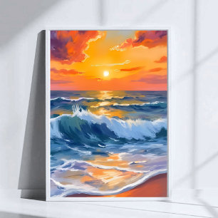 Goldene Stunde Strand Sonnenuntergang Küste Poster