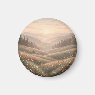 Goldene Stunde Wildblumenwiese Rollende Hügel Sonn Magnet