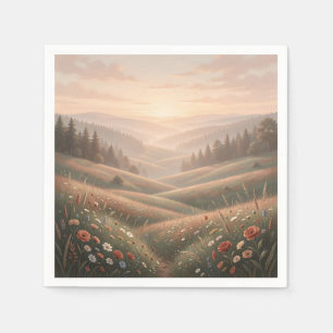 Goldene Stunde Wildblumenwiese Rollende Hügel Sonn Serviette