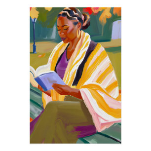 Goldene Stunden Reads: Schwarze Frau Entspannen im Poster