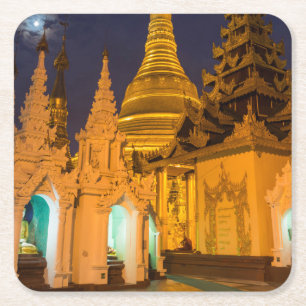 Goldene Stupa und Tempel Rechteckiger Pappuntersetzer