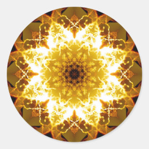 Goldene Sun-Mandala Runder Aufkleber
