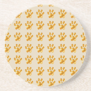 Goldene süße Pfoten auf Beige Getränkeuntersetzer
