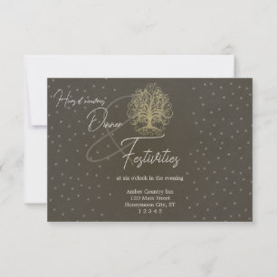 Goldene Swirl-Baum-Sterne Hochzeitsempfangskarte Einladung