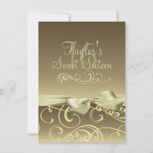 Goldene Swirl & Bow Image zum Geburtstag Einladung