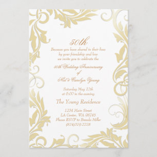 Goldene Swirl - Einladung zum 50. Hochzeitstag