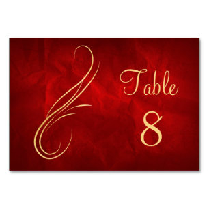 Goldene Swirl-helle Red Wedding Tischnummer