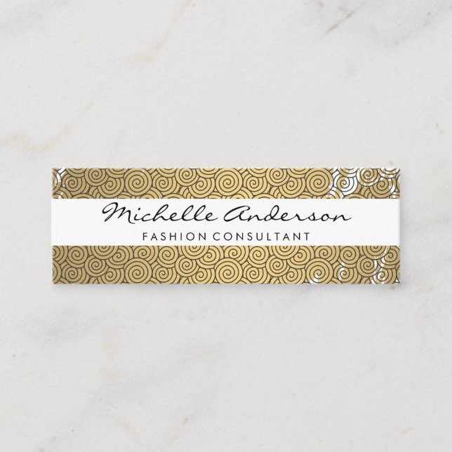 Goldene Swirl-Muster-Variante Mini Visitenkarte (Vorderseite)