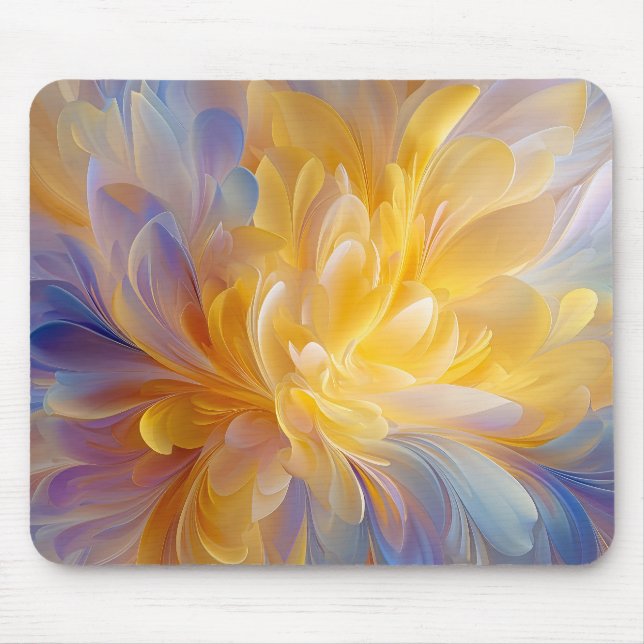 Goldene Symphonie blühender abstrakter Blütenblätt Mousepad (Vorne)