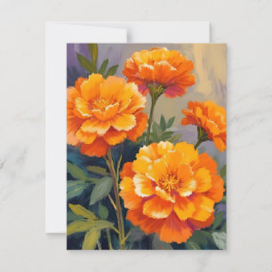 Goldene Tagetes   Aquarell Blumen Floral Dankeskarte