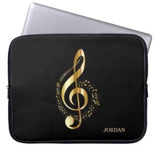 Goldene Tastatur und Violinschlüssel Laptopschutzhülle
