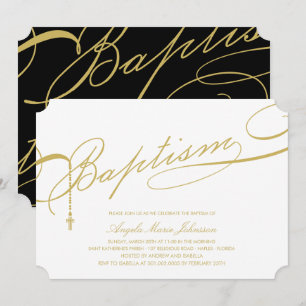 Goldene Taufe Rosary Cross Religious Einladung