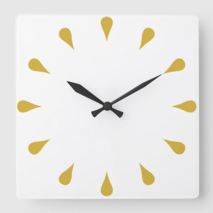 Goldene Teardrops Quadratische Wanduhr