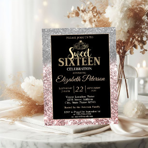 Goldene Tiara Silber Bokeh Roségold Glitter Sweet  Einladung