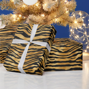 Goldene Tigerstreifen   Kühnes Wildtiermuster Geschenkpapier