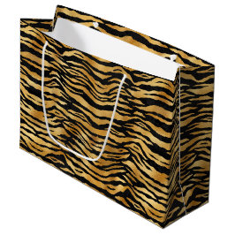 Goldene Tigerstreifen | Kühnes Wildtiermuster Große Geschenktüte