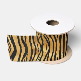 Goldene Tigerstreifen | Kühnes Wildtiermuster Satinband