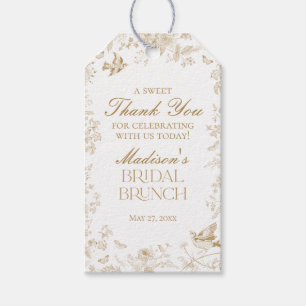 Goldene Toile De Jouy Florale Hochzeits-Brunch-Ges Geschenkanhänger
