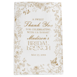 Goldene Toile De Jouy Florale Hochzeits-Brunch-Ges Mittlere Geschenktüte