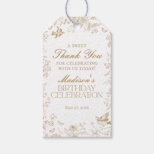 Goldene Toile De Jouy Partygeschenke zum Geburtsta Geschenkanhänger