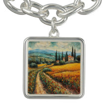 Goldene Toskana-Wildblumen-Landschaft