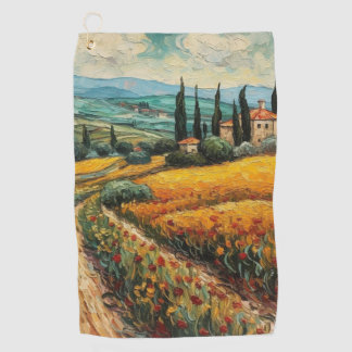 Goldene Toskana-Wildblumen-Landschaft Golfhandtuch