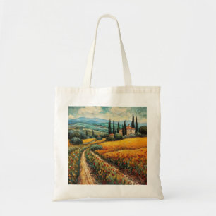 Goldene Toskana-Wildblumen-Landschaft Tragetasche