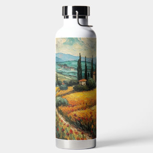 Goldene Toskana-Wildblumen-Landschaft Trinkflasche