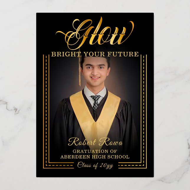 Goldene Touch Glow your future Folieneinladung (Vorderseite)