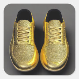 Goldene Trainer Quadratischer Aufkleber