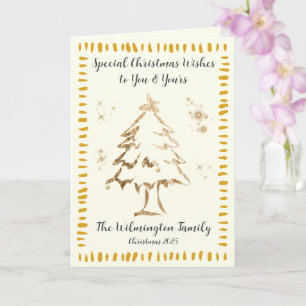 Goldene Tree Familie Foto Weihnachtsfalten Karte