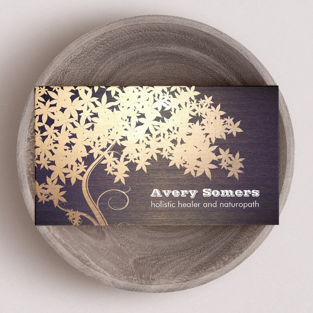 Goldene Tree Holistic Heiler Naturopath Wood Look Visitenkarte (Von Creator hochgeladen)