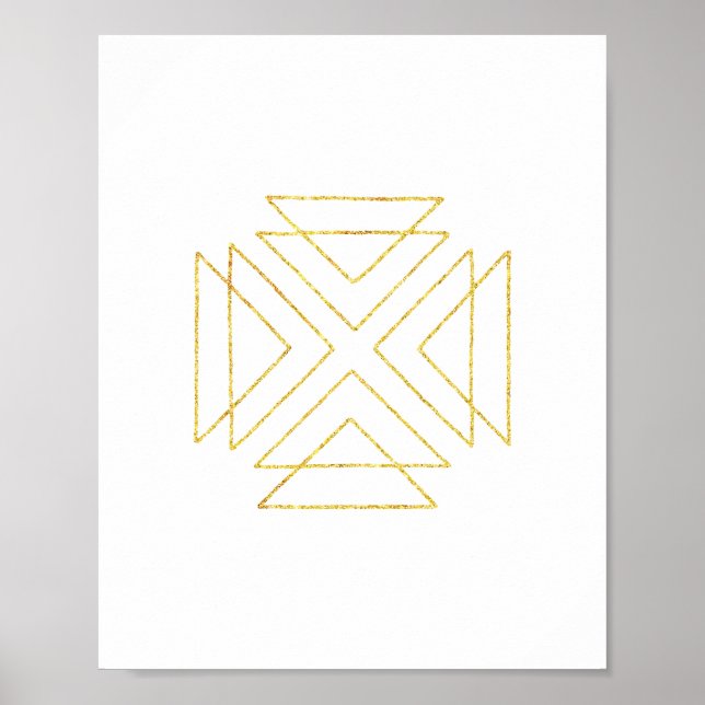 Goldene Tribale Geometrische Wandkunst Poster (Vorne)