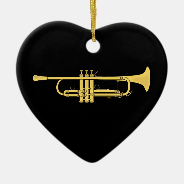 Goldene Trompete-Musik-Thema Keramikornament (Vorne)