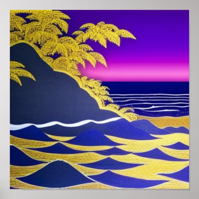 Goldene Tropen auf Sonnenuntergang Poster (Vorne)