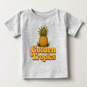 Goldene Tropen Retro Ananas Grafik Baby T-shirt