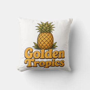 Goldene Tropen Retro-Ananas-Grafik Kissen