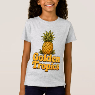 Goldene Tropen Retro Ananas Grafik T-Shirt