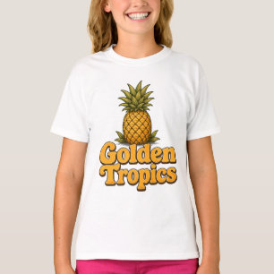 Goldene Tropen Retro Ananas Grafik T-Shirt