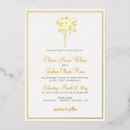 Goldene Tropenpalme Hochzeitseinladungen Folieneinladung