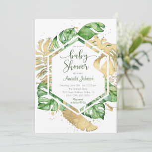 Goldene Tropical Baby Dusche Einladung