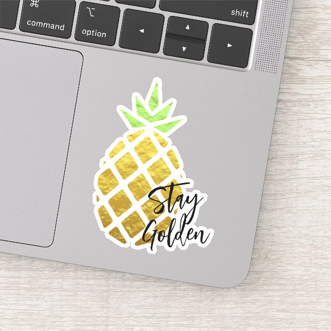 Goldene tropische Ananas bleibe Aufkleber (Detail)