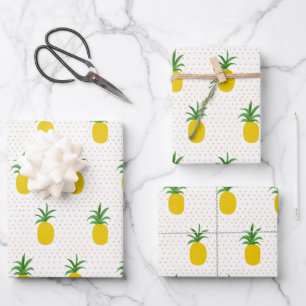 Goldene tropische Ananas Geschenkpapier Set