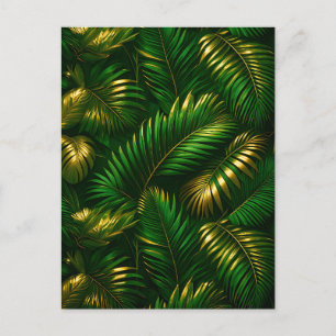 Goldene tropische Blätter Dschungel Luxus Postkarte