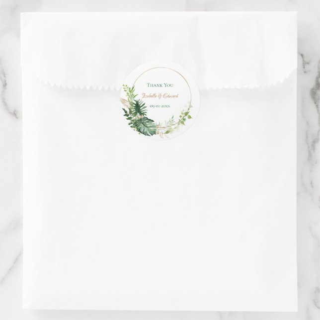 Goldene tropische Monstera-Blätter Runder Aufkleber (Tasche)