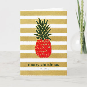 Goldene tropische Weihnachtsananas-Wünsche Feiertagskarte