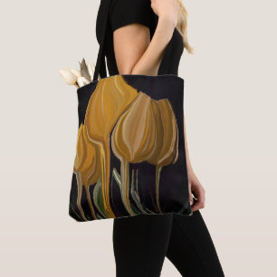 Goldene Tulpe Trio auf Schwarz Tasche