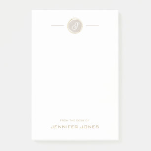 Goldene Typografie Beige Wasserfarbe Monogramm Nam Post-it Klebezettel