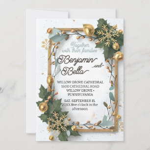 goldene Typografie-Blattschneezeit Einladung